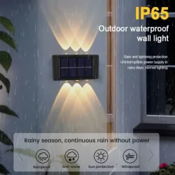 Solar Wall Lamp Glow Up and Down 6 LEDs Outdoor Waterproof Courtyard Light Outdoor Villa Wall Fence Porch Lighting Decoration Solar Wall Washing Lights