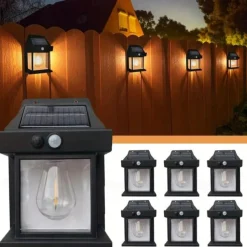 Solar Wall Lanterns Outdoor With 3 Modes Wireless Dusk To Dawn Motion Sensor LED Sconce Lights IP65 Waterproof Exterior Front Porch Security Lamps Wall Mount Patio Fence Decorative
