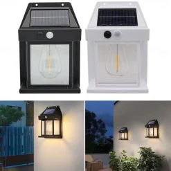 Solar Wall Lanterns Outdoor With 3 Modes Wireless Dusk To Dawn Motion Sensor LED Sconce Lights IP65 Waterproof Exterior Front Porch Security Lamps Wall Mount Patio Fence Decorative