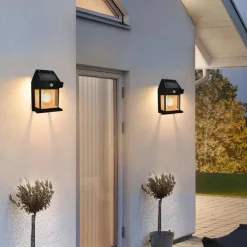 Solar Wall Lanterns Outdoor With 3 Modes Wireless Dusk To Dawn Motion Sensor LED Sconce Lights IP65 Waterproof Exterior Front Porch Security Lamps Wall Mount Patio Fence Decorative