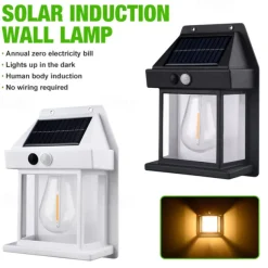 Solar Wall Lanterns Outdoor With 3 Modes Wireless Dusk To Dawn Motion Sensor LED Sconce Lights IP65 Waterproof Exterior Front Porch Security Lamps Wall Mount Patio Fence Decorative