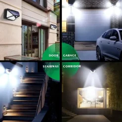 Solar Wall Lights Outdoor 100LEDs 3 Modes 270 Lighting Angle Solar Motion Sensor Outdoor Lamp IP65 Waterproof Light Control Solar Wall Lamp Suitable for Garage Fence Deck Courtyard