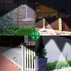 Solar Wall Lights Outdoor 100LEDs 3 Modes 270 Lighting Angle Solar Motion Sensor Outdoor Lamp IP65 Waterproof Light Control Solar Wall Lamp Suitable for Garage Fence Deck Courtyard