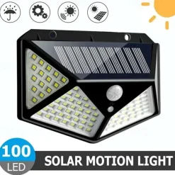 Solar Wall Lights Outdoor 100LEDs 3 Modes 270 Lighting Angle Solar Motion Sensor Outdoor Lamp IP65 Waterproof Light Control Solar Wall Lamp Suitable for Garage Fence Deck Courtyard