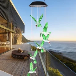 Solar Wind Chimes - Color Changing LED Hummingbird Lights for Garden & Patio Decoration