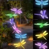 Solar Wind Chimes Lights Waterproof Green Dragonfly Shape Color Changing Lights Romantic Wind Bell Light LED Solar Mobile Hanging Decor For Garden Patio