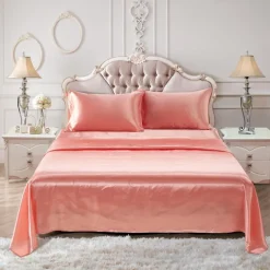 Solid Color Satin Bed Sheet Bed Sheet Set