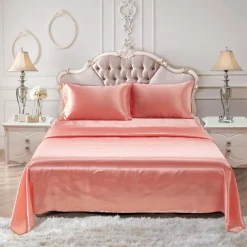 Solid Color Satin Bed Sheet Bed Sheet Set