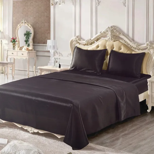 Solid Color Satin Bed Sheet Bed Sheet Set
