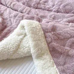 Solid Color Thickened Warm Double Layer Lamb Cashmere Jacquard Blanket Office Nap Blanket Sofa Warmer Super Soft Blankets
