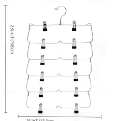 Space Saving Metal Multi-Layer Pants Trousers Skirt Hanger Foldable Closet Hanger With Non-Slip Clips