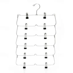 Space Saving Metal Multi-Layer Pants Trousers Skirt Hanger Foldable Closet Hanger With Non-Slip Clips
