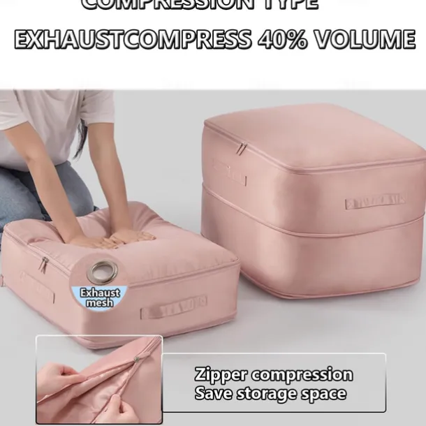 Space Saving Self Compression Organizer, Oxford Fabric Compression Bags for Clothes, Blankets, Comforters, Extra Large Travel & Storage Organizer for Quilts and Winter Jackets