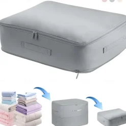 Space Saving Self Compression Organizer, Oxford Fabric Compression Bags for Clothes, Blankets, Comforters, Extra Large Travel & Storage Organizer for Quilts and Winter Jackets