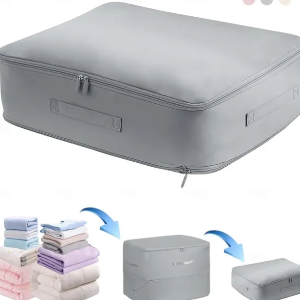 Space Saving Self Compression Organizer, Oxford Fabric Compression Bags for Clothes, Blankets, Comforters, Extra Large Travel & Storage Organizer for Quilts and Winter Jackets