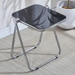 Space-Saving Foldable Acrylic & Metal Side Table - Modern Minimalist Green Design, Sturdy No Assembly Required for Small Spaces, Living Room, Bedroom, Office, Versatile & Elegant Furniture, Durable