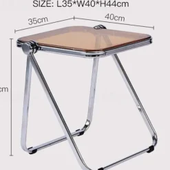 Space-Saving Foldable Acrylic & Metal Side Table - Modern Minimalist Green Design, Sturdy No Assembly Required for Small Spaces, Living Room, Bedroom, Office, Versatile & Elegant Furniture, Durable