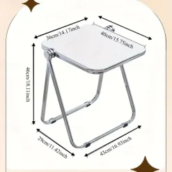 Space-Saving Foldable Acrylic & Metal Side Table - Modern Minimalist Green Design, Sturdy No Assembly Required for Small Spaces, Living Room, Bedroom, Office, Versatile & Elegant Furniture, Durable