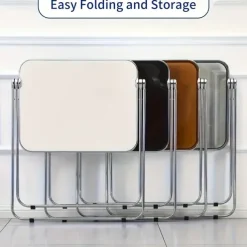 Space-Saving Foldable Acrylic & Metal Side Table - Modern Minimalist Green Design, Sturdy No Assembly Required for Small Spaces, Living Room, Bedroom, Office, Versatile & Elegant Furniture, Durable