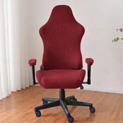 Split Office Chair Cover Gaming Chair Covers Burgundy Stretch Washable Computer Chair Slipcovers for Armchair, Swivel Chair, Gaming Chair,Computer boss Chair