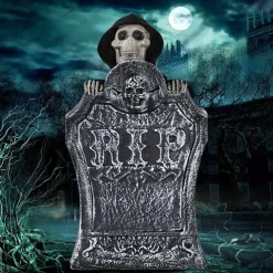 Spooky Halloween Cemetery Decor - Electric Grave Marker with Glowing Red Eyes & "RIP" Design, Battery-Powered Outdoor/Indoor Decoration for Haunted Houses, Bar & Garden, Cemetery Decorations, Bar