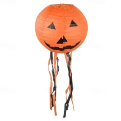 Spooky Halloween Pumpkin Lantern with Whisker Paper Perfect for Ghost Festival Atmosphere Arrangement and Home Decor