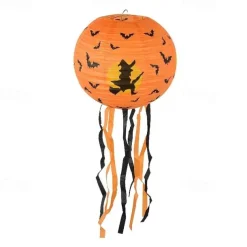 Spooky Halloween Pumpkin Lantern with Whisker Paper Perfect for Ghost Festival Atmosphere Arrangement and Home Decor