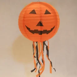 Spooky Halloween Pumpkin Lantern with Whisker Paper Perfect for Ghost Festival Atmosphere Arrangement and Home Decor