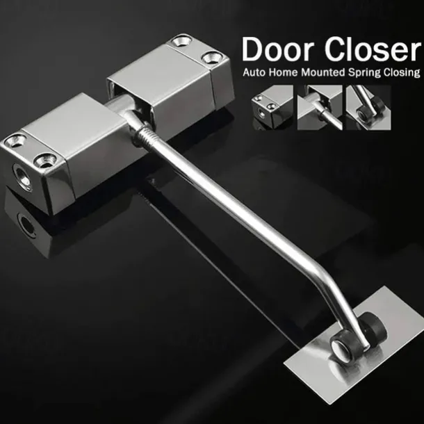 Spring Door Closer, Stainless Steel Adjustable Automatic Door Closer for Residential/Commercial use, Stainless Steel Surface Mounted Door Closer