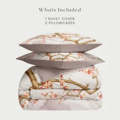 Spring Humming Bird Duvet Cover Set 100% Cotton Soft and Breathable Bedding Featuring Prints Lightweight and Durable Quilt Cover Comfortable for All Seasons Easy to Care