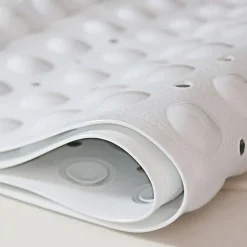 Square Bath Mat Non-slip Shower Mats - 21 x 21 inch Non Slip Bathtub Mat with Suction Cup, Safety Shower Stall Mats for Kids & Elderly, Shower Mat with Drain Holes, Machine Washable, Clear White