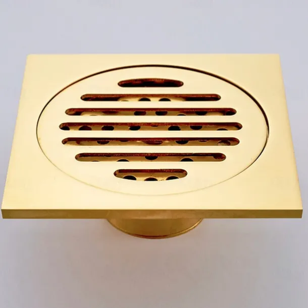 Square Shower Floor Drain Brass Removable Multipurpose Invisible Look Brass and Zinc Alloy Drain 1 pc