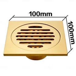 Square Shower Floor Drain Brass Removable Multipurpose Invisible Look Brass and Zinc Alloy Drain 1 pc