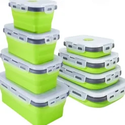 Square Silicone Crisper Refrigerator Outdoor Portable Lunch Box Retractable Folding Silicone Lunch Box Set