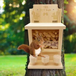 Squirrel Feeders for Outside Wooden Squirrel Window Feeder Nut Bar Squirrel Feeder Versatile Chipmunk Feeder Squirrel Feeding House for Windowsill Balcony