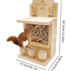 Squirrel Feeders for Outside Wooden Squirrel Window Feeder Nut Bar Squirrel Feeder Versatile Chipmunk Feeder Squirrel Feeding House for Windowsill Balcony