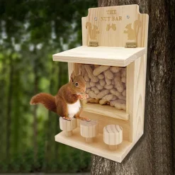 Squirrel Feeders for Outside Wooden Squirrel Window Feeder Nut Bar Squirrel Feeder Versatile Chipmunk Feeder Squirrel Feeding House for Windowsill Balcony