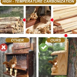 Squirrel Feeders for Outside Wooden Squirrel Window Feeder Nut Bar Squirrel Feeder Versatile Chipmunk Feeder Squirrel Feeding House for Windowsill Balcony