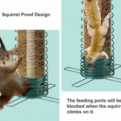 Squirrel Resistant Bird Feeders - No Squirrel Wild Bird Feeder - Metal Hummingbird Feeding Station Weight-Activated for Outdoor Patio