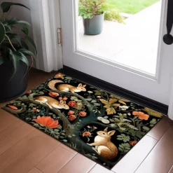Squirrels Floral Doormat Floor Mats Washable Rugs Kitchen Mat Non-Slip Oil Proof Rug Indoor Outdoor Mat Bedroom Decor Bathroom Mat Entrance Rug Inspired by William Morris