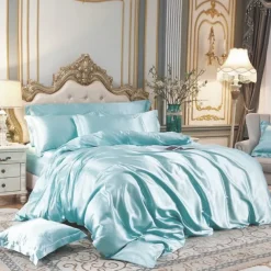 Stain Silk Duvet Cover Bedding Sets Comforter Cover with 1 Duvet Cover or Coverlet，1Sheet，2 Pillowcases for Double/Queen/King(1 Pillowcase for Twin/Single)