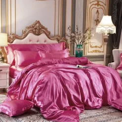 Stain Silk Duvet Cover Bedding Sets Comforter Cover with 1 Duvet Cover or Coverlet，1Sheet，2 Pillowcases for Double/Queen/King(1 Pillowcase for Twin/Single)