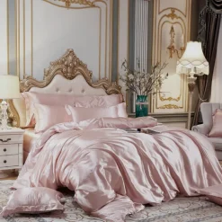 Stain Silk Duvet Cover Bedding Sets Comforter Cover with 1 Duvet Cover or Coverlet，1Sheet，2 Pillowcases for Double/Queen/King(1 Pillowcase for Twin/Single)