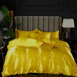 Stain Silk Duvet Cover Bedding Sets Comforter Cover with 1 Duvet Cover or Coverlet，1Sheet，2 Pillowcases for Double/Queen/King(1 Pillowcase for Twin/Single)