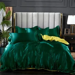 Stain Silk Duvet Cover Bedding Sets Comforter Cover with 1 Duvet Cover or Coverlet，1Sheet，2 Pillowcases for Double/Queen/King(1 Pillowcase for Twin/Single)