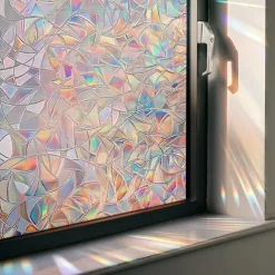 Stained Glass Window Film Rainbow Window Film Translucent Stained Glass Self Adhesive Film Static Cling Thermal Insulation Window Sticker for Home
