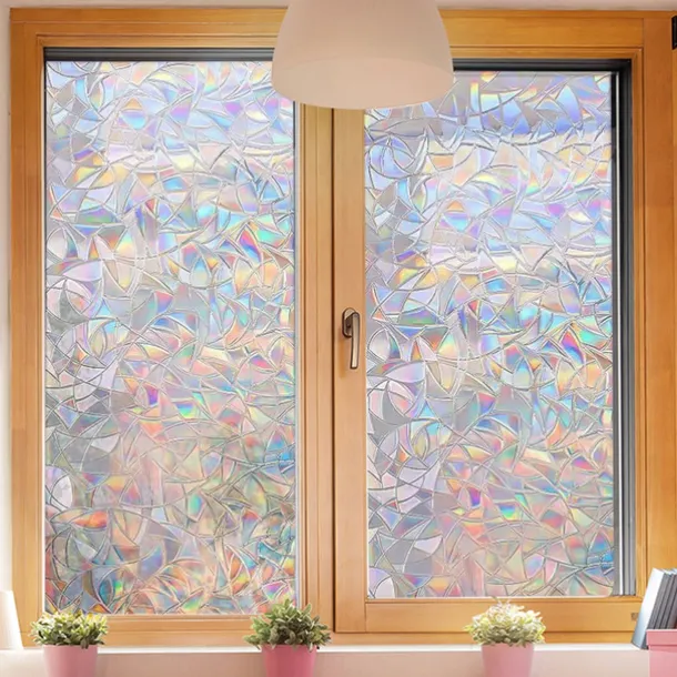 Stained Glass Window Film Rainbow Window Film Translucent Stained Glass Self Adhesive Film Static Cling Thermal Insulation Window Sticker for Home