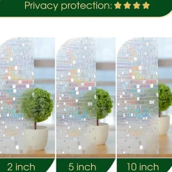 Stained Glass Window Film PVC Frosted Static Cling Rainbow Privacy Glass Film Window Privacy Sticker,Window Privacy Film Stained Glass Rainbow Clings Window Tinting Film for Home Bathroom