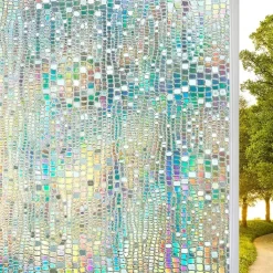 Stained Glass Window Film PVC Frosted Static Cling Rainbow Privacy Glass Film Window Privacy Sticker,Window Privacy Film Stained Glass Rainbow Clings Window Tinting Film for Home Bathroom
