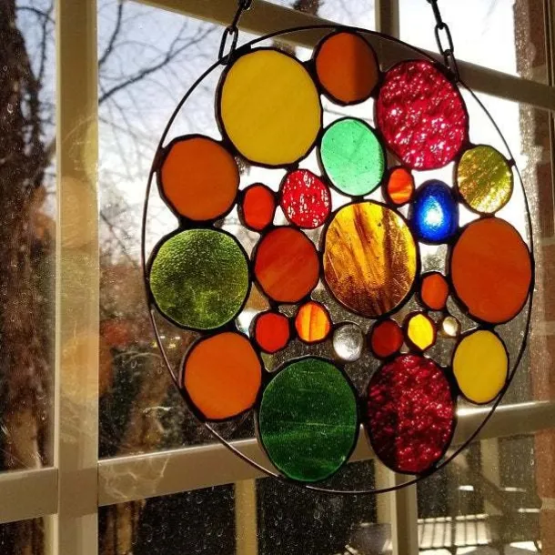 Stained Suncatcher Colorful Handicraft Pendant Creative Outdoor Garden Landscape Decoration Pendant